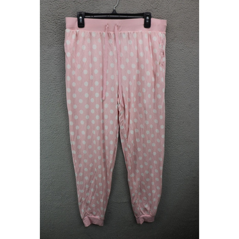 Kate Spade NY Pink Polka Dot Pajama Pants-XL-Drawstring-Soft-Cozy Chic